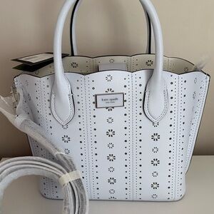 Kate Spade White Floral Perforated Tote